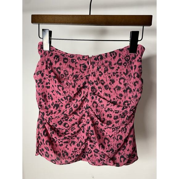 Allsaints Women’s 4 Rylie Roar Mini Skirt Animal Print Pink Ruched Zip NWD - Picture 3 of 8